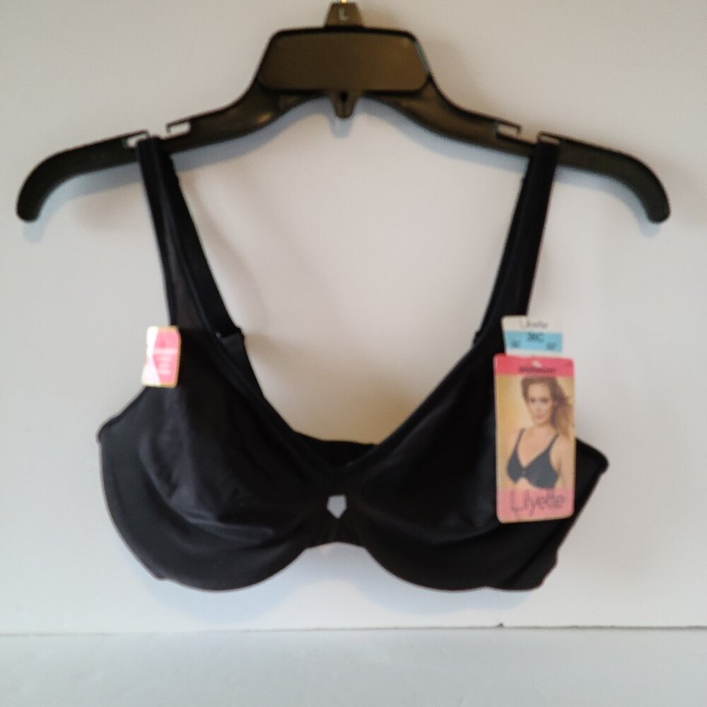 LILYETTE BY BALI BRA PLUNGE MINIMZER UNDERWIRE KEYHOLE FRONT- ONYX -SIZE 36C